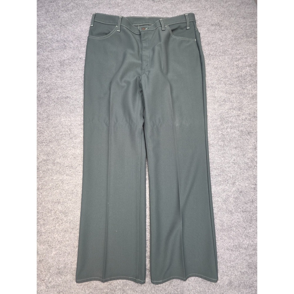 Vintage Levi's 517 Bootcut Pants Men's FITS 38 x 32 Green Poly Blend Cowboy 80s